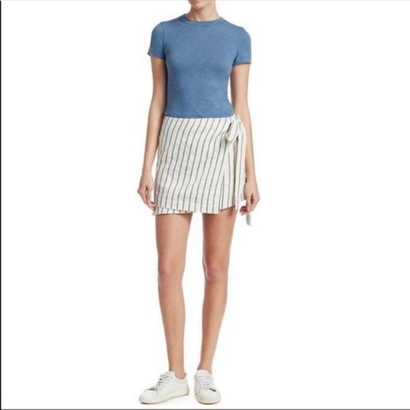 Theory Stripe Wrap Tie Mini Skirt - Picture 4 of 8